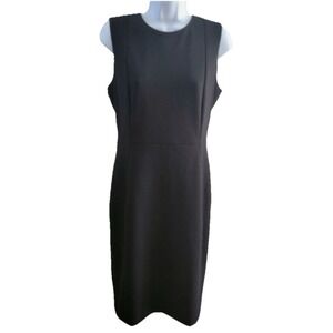 Kelvin Klein Sleeveless Seam Front Scuba Crepe Crew Neck Sheath Gold Zip Dress‎
